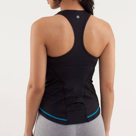 Lululemon Cardio Kick Tank Beach Blanket Blue Black Colorblock Size 2 - Picture 6 of 6